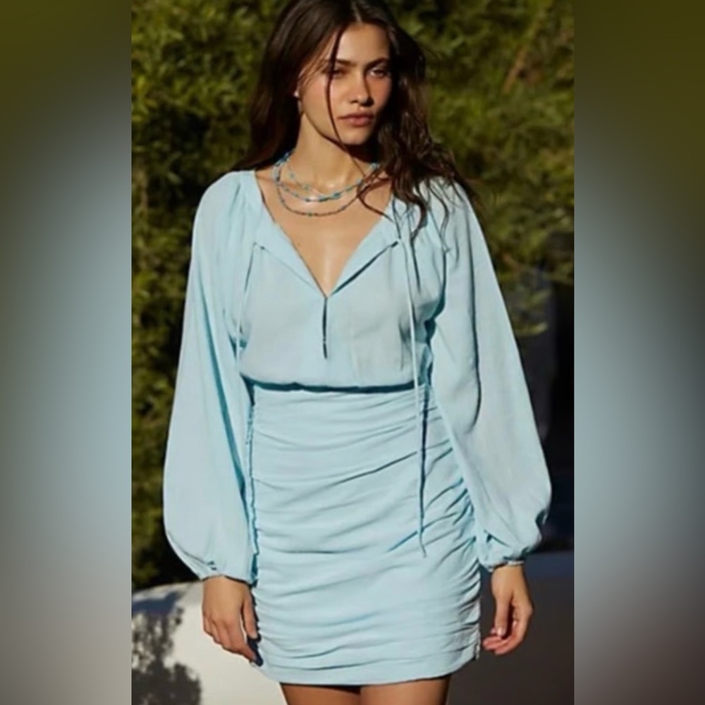 FREE PEOPLE The Only One Baby Blue Mini Dress Medium New With Tags